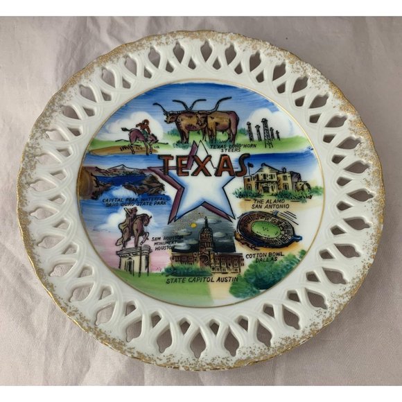 Other - Texas Collectible Plate - Reticulated - Gold Trim